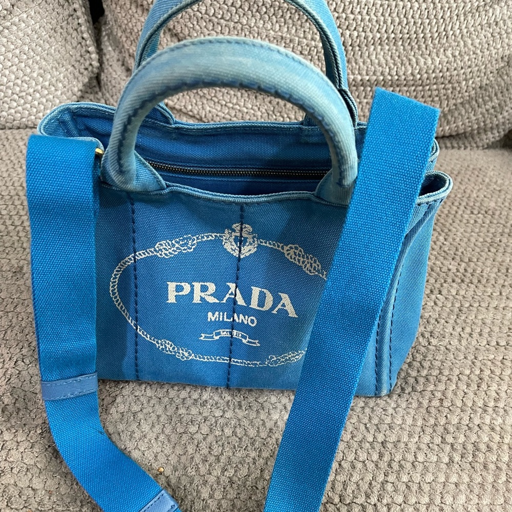 Blue Prada Canapa Tote Mini
